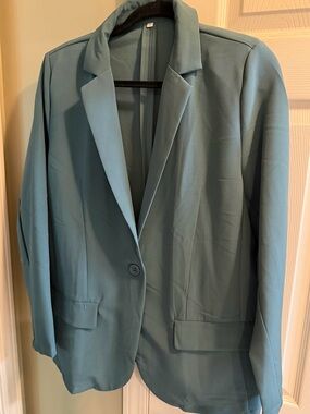 Minimalist Green Open-Front Blazer - XL